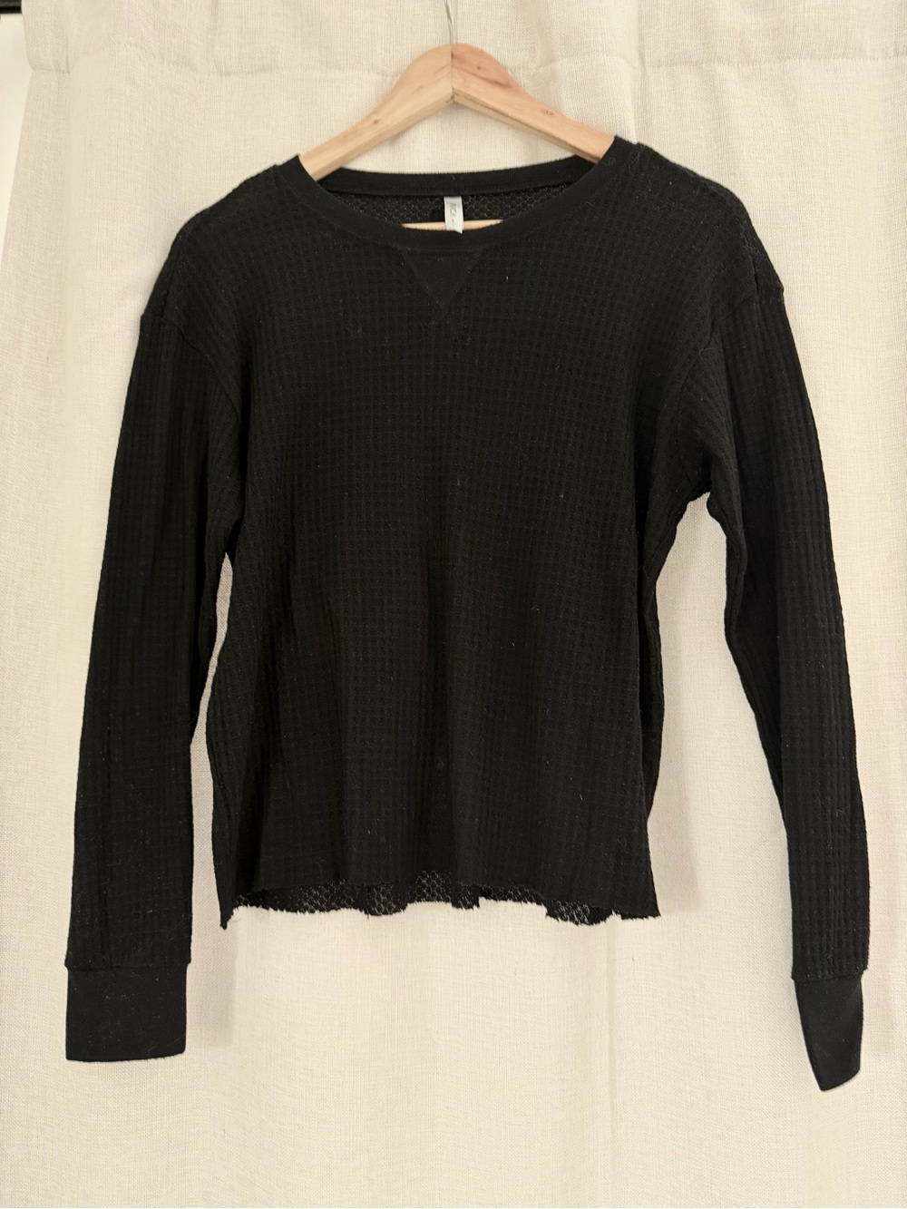 RVCA Black Waffle-Knit Long Sleeve Crew